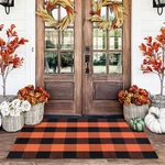 Homydecor Orange And Black Plaid Rug 28 X 43 Fall Outdoor Front Mat. Fixed Price $33.83.