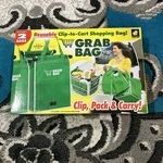 Telebrands Grab Bag Reusable Shopping - Green (pack Of 2). Fixed Price $18.00.