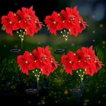 4 Pcs Christmas Solar Poinsettia Lights Outdoor Artificial Flowers Landscape .... Fixed Price $62.64.
