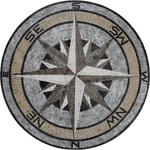 Marble Mosaic Round Stepping Stone For Indoors And Outdoors, Compass. Fixed Price $328.00.