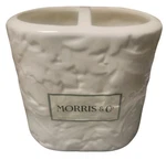 Morris & Co. White Toothbrush Holder Embossed Oval 2 Hole Ceramic Botanical. Fixed Price $39.71.