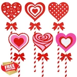Decyool 6PK Valentines Yard Stakes Heart Design Red Pink Outdoor Decor. Fixed Price $27.99.