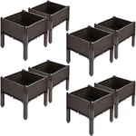 Raised Garden Bed 8 Pack Self Watering Planter Box 15.7" Pp Rattan Brown Patio. Fixed Price $89.95.