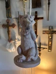 Ceramic Cat Wind Chime Gray Animal Theme With Metal Tubes Matt Finish. Fixed Price $40.00.