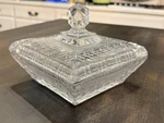 Rare Duncan Miller Sandwich Glass Square Divided Candy Jar Lid. Fixed Price $149.99.