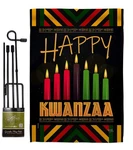 Breeze Decor Kwanzaa Garden Flag Set W/ Stand Winter Kinara Candles 13"X18.5". Fixed Price $42.76.