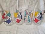 Set Of 4 Vintage Clear Drinking Glass Gardening Design. Fixed Price $21.95.