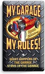 My Garage Rules Hot Rod Car 1 Gang Light Switch Wall Plates Room Man Cave Decor. Fixed Price $18.99.