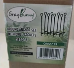 Ground Anchor Kit Set Of 8 With Drill Sockets 12" Black Gray Bunny New. Fixed Price $34.19.