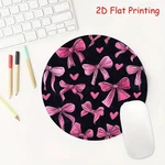 Pink Bow Heart Round Mouse Pad Non-slip Rubber Girly Desk Mat For Office Home. Fixed Price $10.39.
