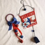 Patriotic Lot "welcome" Stained Glass Wind Chime Door Hanger Bell Red White Blue. Fixed Price $19.00.