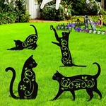 Elcoho 4 Pack Black Cat Silhouette Cute Metal Garden Statues Bird. Fixed Price $24.64.