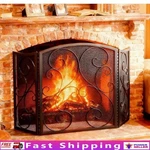 3 Panel Arched Top Fireplace Screen Foldable Spark Guard Easy Clean Metal New. Fixed Price $111.98.