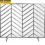 Iron Fireplace Screen W/ Chevron Design Protective Mesh Easy Assembly Home Decor. Fixed Price $93.58.