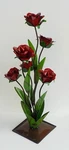 Metal Yard Art Red Rose Custer Sculpture 27" Tall Flowers. Fixed Price $79.00.