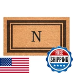 Calloway Mills Brown Border 24"X36" Monogram Coir Doormat (letter N). Fixed Price $50.62.