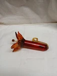 Vintage Parasol 5 Petal Red Heavy Glass Hummingbird Feeder. Fixed Price $35.00.