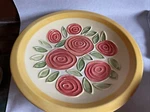 Vintage Achla Bird Bath Ceramic Yellow Red Roses 15. Fixed Price $100.00.