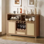Hommow Bay Isle Home Bar Cabinet, Rattan Doors With Wine Rack & Drawers. Fixed Price $169.00.
