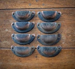 Antique - Copper Cup Handles Reclaimed Drawer Knob Pull X8 Bundle. Fixed Price $40.30.