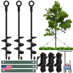 3 Pack 18" Tree Kit, Heavy Duty Spiral Stakes And Supports For Leaning. Fixed Price $67.98.