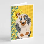 Carolines Treasures Sunflower Longhair Cream Dapple Dachshund Greeting Card Pk 8. Fixed Price $16.99.