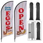 2 Sets Farm Fresh Eggs Feather Flag For Businesses Themed Swooper Ban. Fixed Price $69.43.