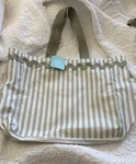 Nwt Martha Stewart Sage Green Striped Canvas Tote Rick Rack Oversize Bag. Fixed Price $45.00.