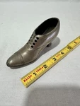 Antique Victorian Style Metal Shoe Pin Cushion Miniature Lace-up Oxford Heel. Fixed Price $20.00.