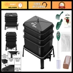 3-TRAY Composter 32QT Indoor/outdoor Farm Kit With Worms For. Fixed Price $153.99.