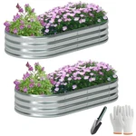 2 Pack Galvanized Raised Garden Bed Kit Oval Metal Planter Boxes Outdoor. Fixed Price $33.40.