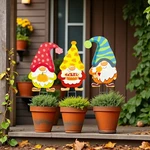 Fall Gnome Yard Stakes Set: Pvc Autumn Porch - Outdoor Decorations. Fixed Price $46.00.