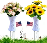 White Cemetery Grave Vase With Spikes Flowers Holder Decorations For. Fixed Price $21.37.