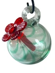Hand Blown Parasol Recycled Glass Hummingbird Feeder Mini Droplet Lt Aqua Swirls. Fixed Price $34.99.
