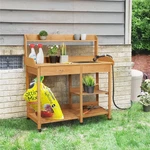 Garden Potting Bench Table Outdoor Work Station Solid Wood Construction. Fixed Price $109.99.