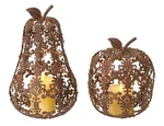 Melrose 2 Fall Harvest Fleur-de-lis Apple Pear Autumn Pillar Candle Holders. Fixed Price $69.29.