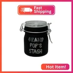 Ted Miller Innovation 3.75" Tall Glass Jar With Clamping Lid (grand Pop's Stash). Fixed Price $23.73.