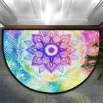 Peaom Rainbow Mandala Floral Half Round Mat Indoor Entrance Low Pile Non Sl. Fixed Price $48.93.