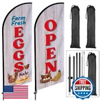 2 Sets Farm Fresh Eggs Feather Flag For Businesses Themed Swooper Ban. Fixed Price $62.52.