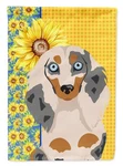 Carolines Treasures Summer Sunflower Longhair Cream Dapple Dachshund Garden Flag. Fixed Price $16.99.