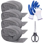4 Pack Steel Wool For Mice Control, Gap Filler 3.2"X10.5FT With Gloves & Scissor. Fixed Price $24.55.