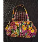 Vera Bradley Quilted Multicolor Floral Tote Bag Button Closure Outer Pockets. Fixed Price $45.00.