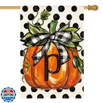 Avoin Colorlife Fall Monogram Letter House Flag Polka Dot Pumpkin 28X40. Fixed Price $27.99.