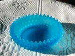Indiana Glass Diamond Point Frosted Blue Trinket Dish- No Lid-euc. Fixed Price $9.60.