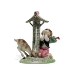 Fontanini Child And Deer Fawn Well Figurine Italy Vintage 9"-US Duties Prepaid. Fixed Price $64.99.