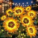 Solar Flowers Outdoor Waterproof: 3 Pack 9 Silk Sunflower Lights With 800M. Fixed Price $38.42.