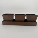 PV09481 Vintage Smith & Hawken Copper (3) Square Planters And Windowsill Tray. Fixed Price $68.00.