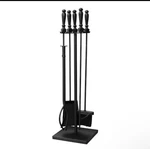 Uniflame 5 Piece Black Metal Fireplace Tool Set 31 In Stand Shovel Tongs Brush. Fixed Price $39.99.