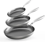 Cooker King Stainless Steel Set Of 3 (8+10+12 Inch), Nonstick Frying Pans,. Fixed Price $110.54.