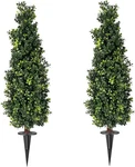 Pack 2FT Uv Resistant Artificial Boxwood Topiary Trees For Indoor Outdoor Use. Fixed Price $116.99.